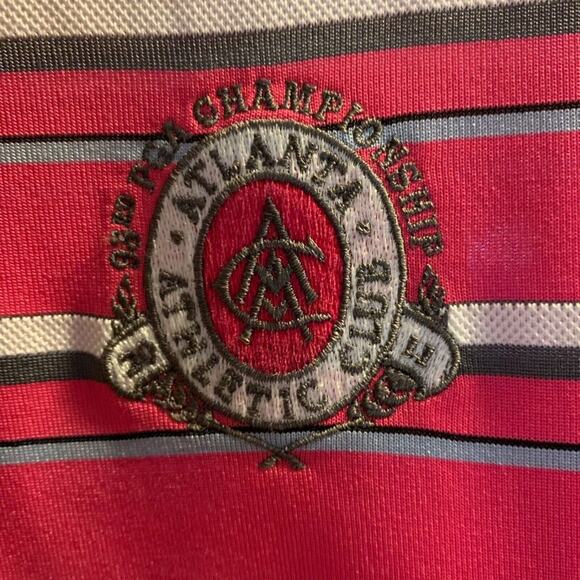 Nike Golf Tour Performance Dri Fit Men's Large Pink Striped Short Sleeve… - Picture 4 of 5